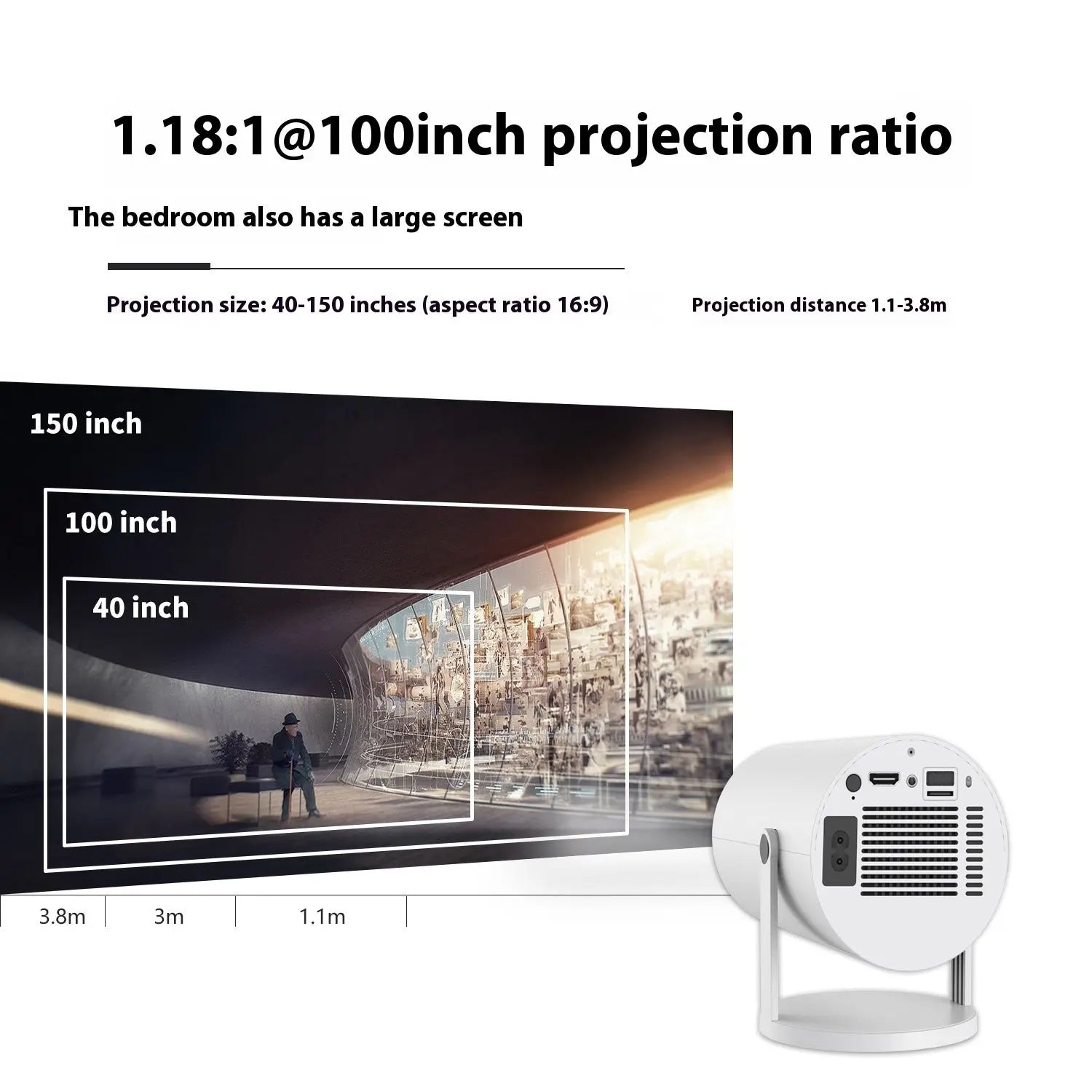 Portable Projector Small Straight Projector For Home Use 180 Degrees Projection Angle Automatic Focus Home Video Projector Je-tech