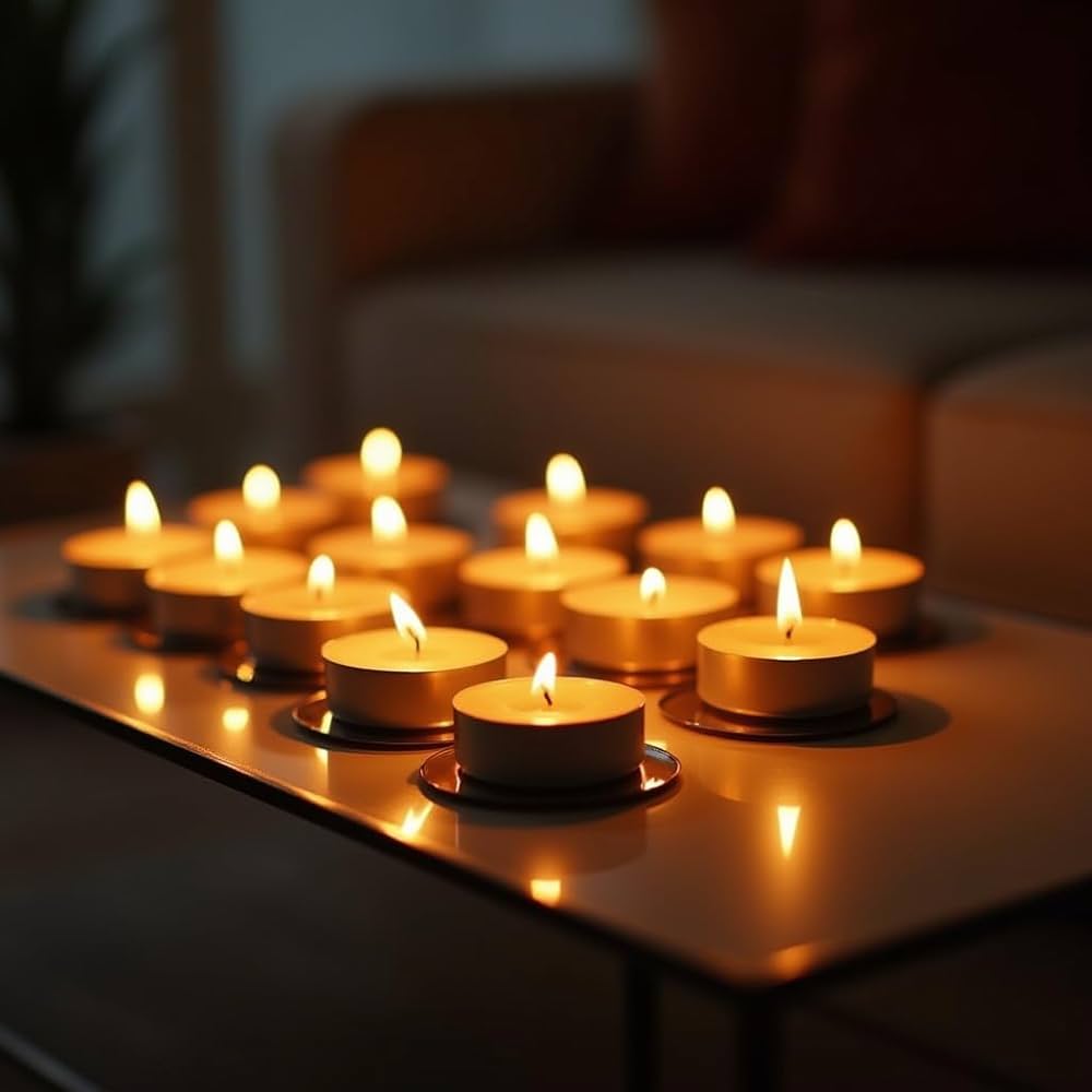 Tealight Candles Unscented White Long-Burning, Smokeless, Wax Candles for Home Décor | Festive Lighting | Candles for Diwali Decoration | Aromatherapy & Relaxation | Tea Light Candle (WHITE-PACK-25) Je-tech