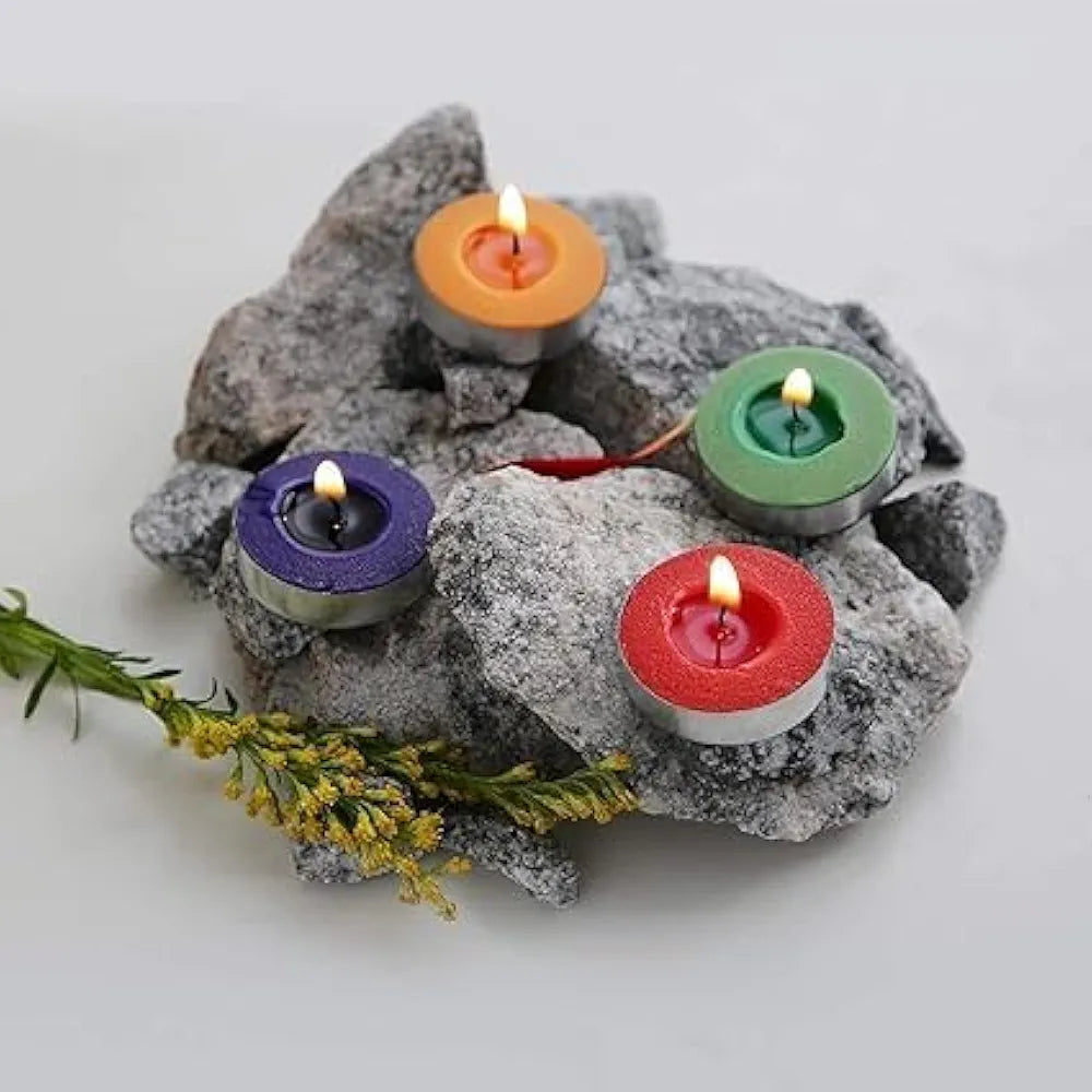 Tealight Candles,100% Fully Refined Paraffin Wax, Unscented, Smokeless, Dripless, for Home Decor, Offices & Other Occasions Pack of 25, 50, 100 Multicolor Je-tech