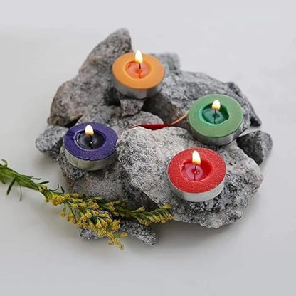 Tealight Candles,100% Fully Refined Paraffin Wax, Unscented, Smokeless, Dripless, for Home Decor, Offices & Other Occasions Pack of 25, 50, 100 Multicolor Je-tech